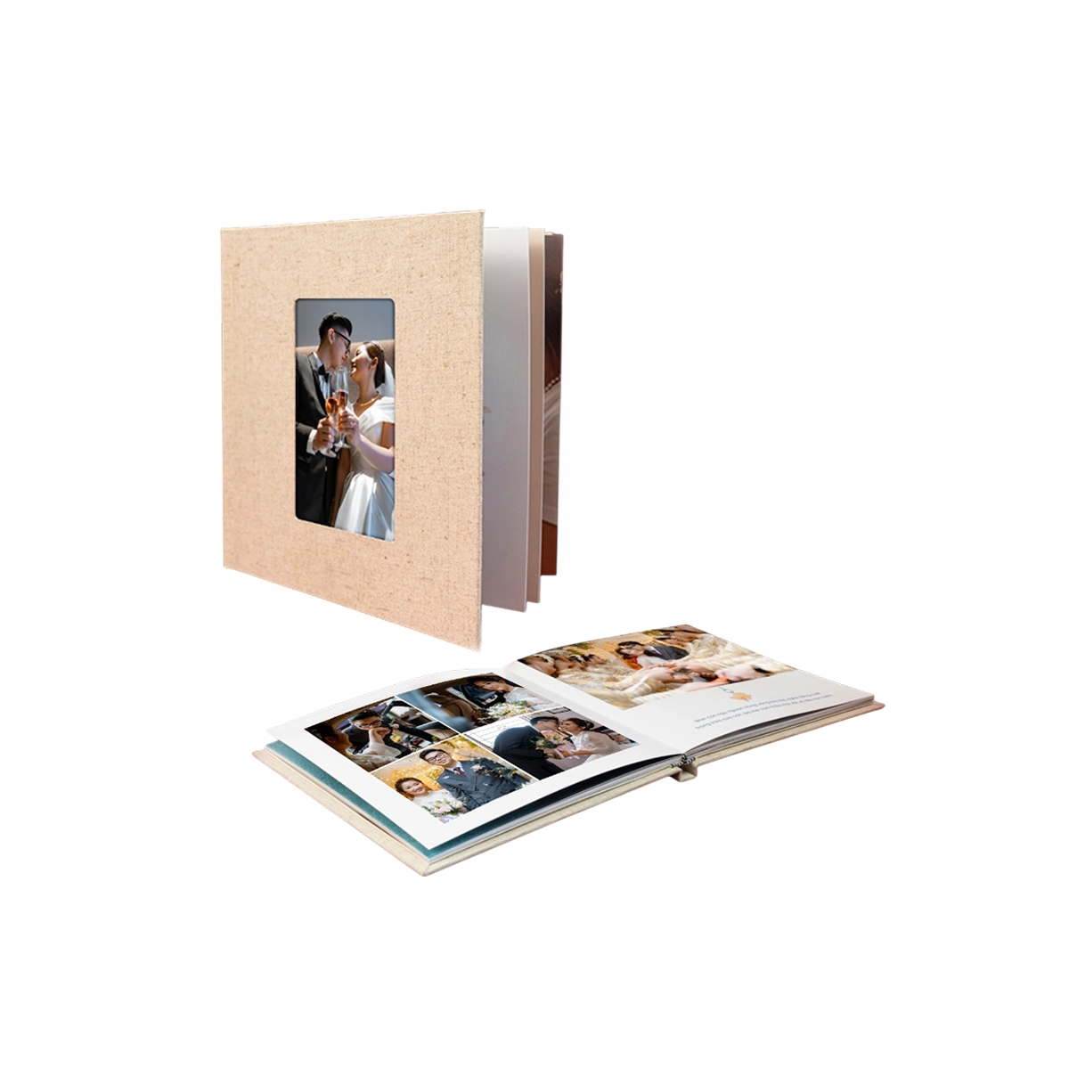 Photobook Mở Phẳng Liền Trang Bìa Linen & Ảnh Mica Giữa