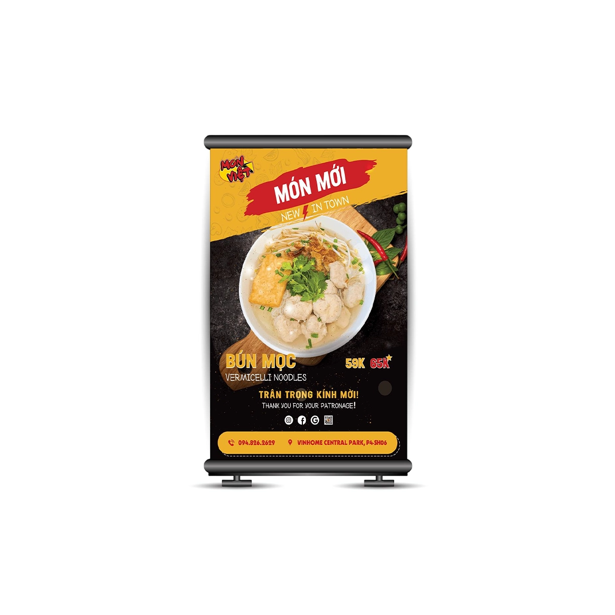 Chân Standee Cuốn Nhôm Tốt 0.6x1.6m