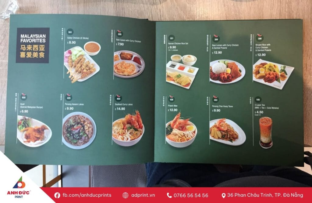 in menu nhà hàng cao cấp
