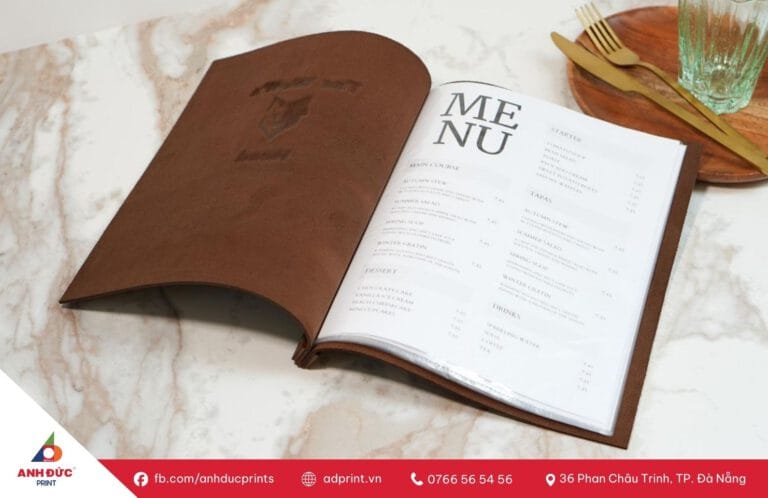 in menu nhà hàng cao cấp
