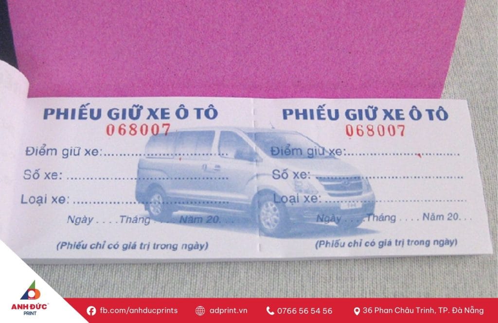 in thẻ giữ xe ô tô