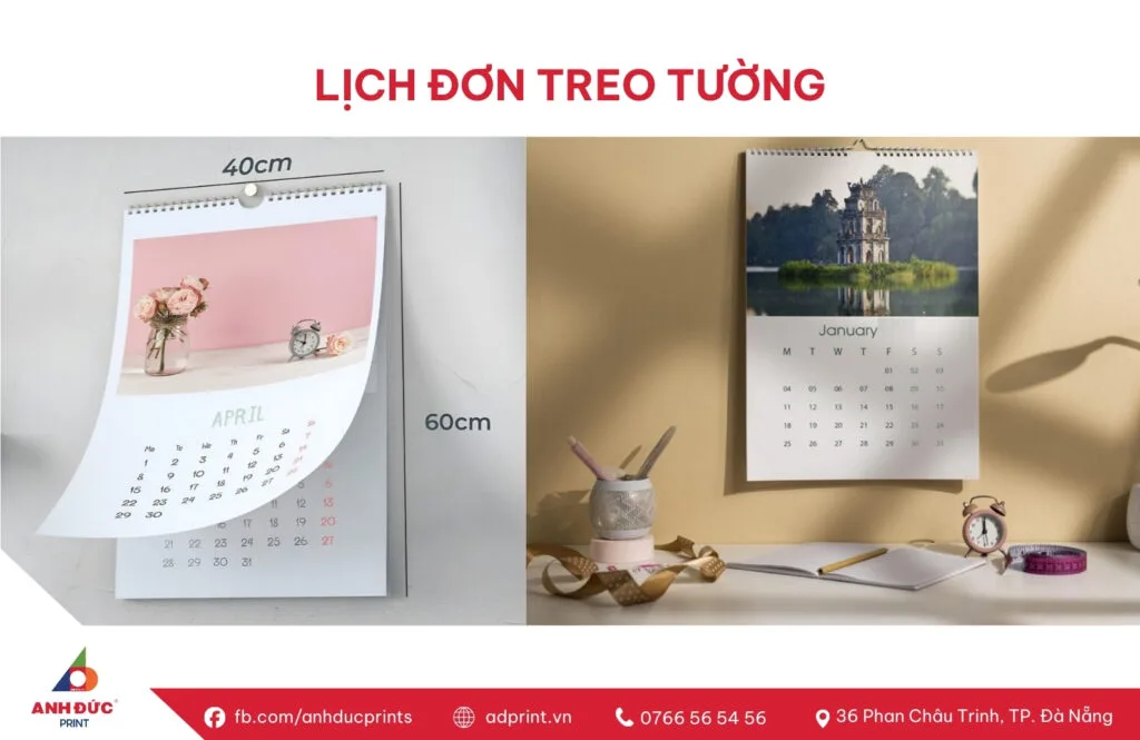 Lịch đơn treo tường dịp Tết
