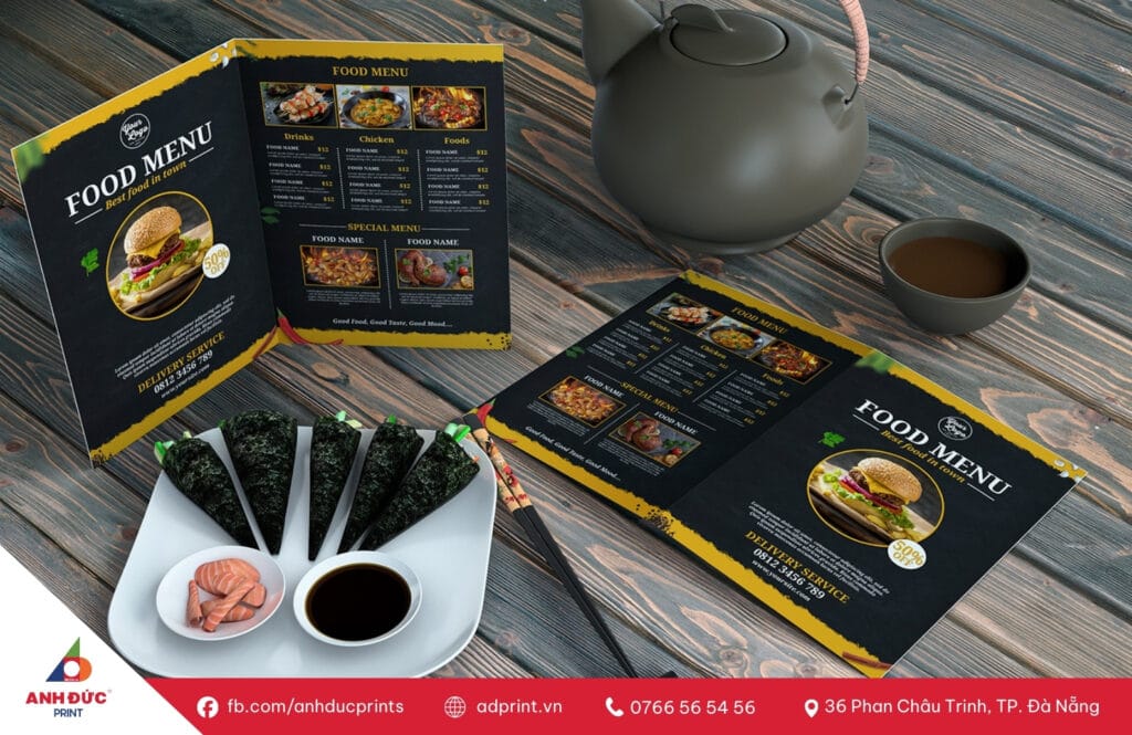 Menu giấy A3 gấp đôi