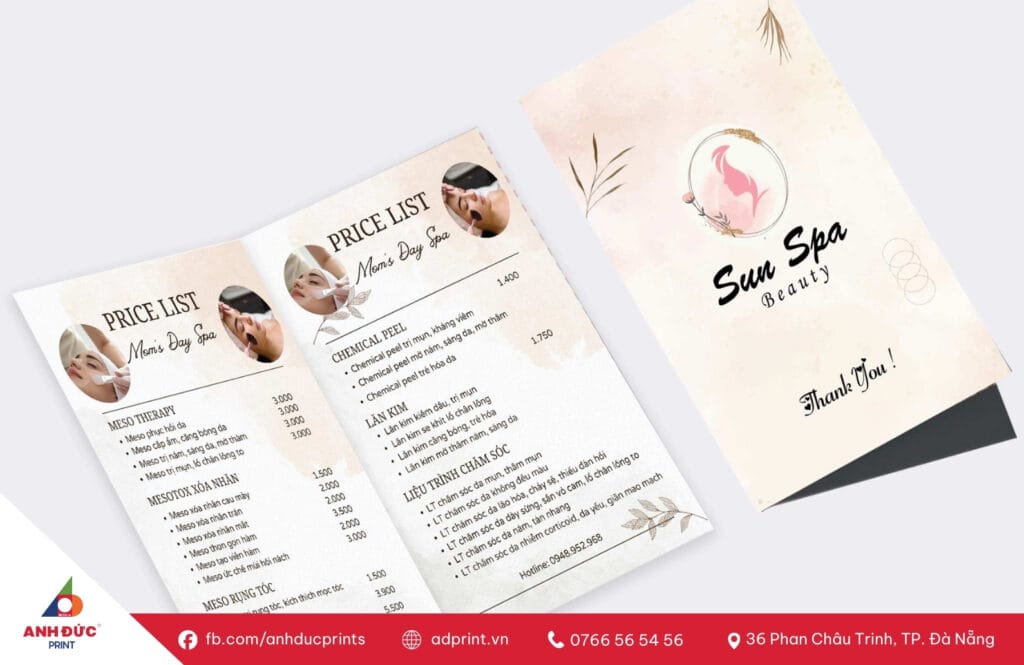 Menu giấy A3 gấp đôi