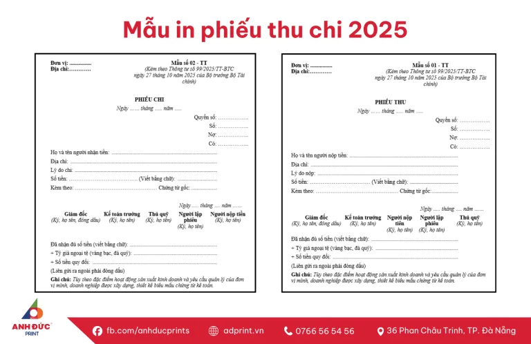 Mẫu in phiếu thu chi 2025
