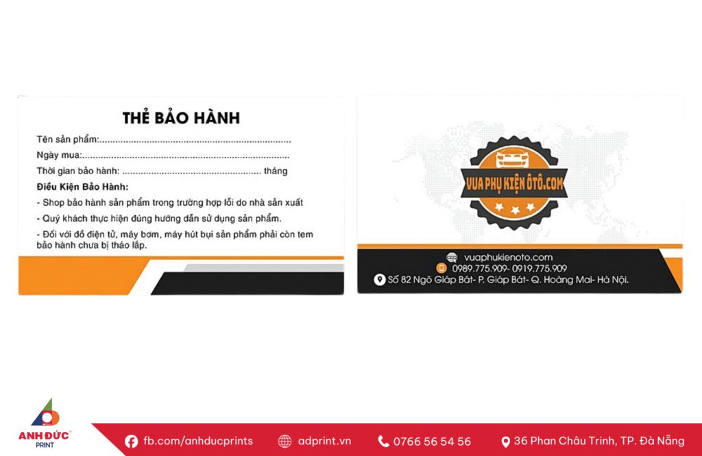 in thẻ bảo hành