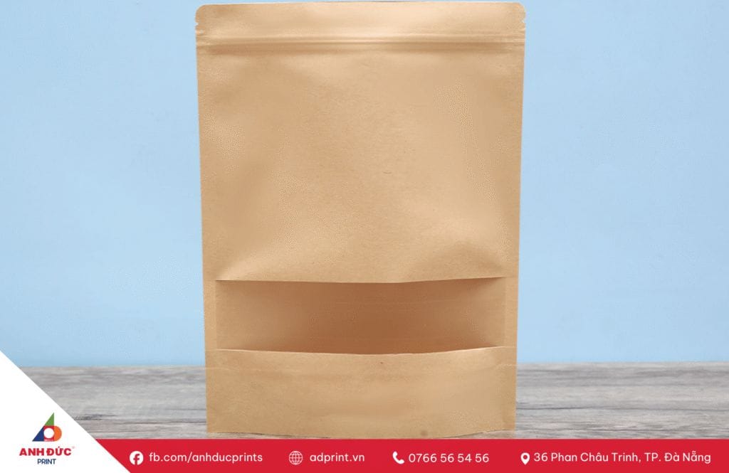 in túi zipper kraft đựng trà cà phê