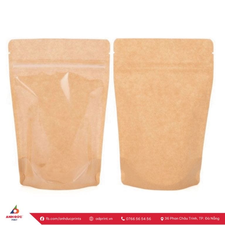 in túi zipper kraft đựng trà cà phê