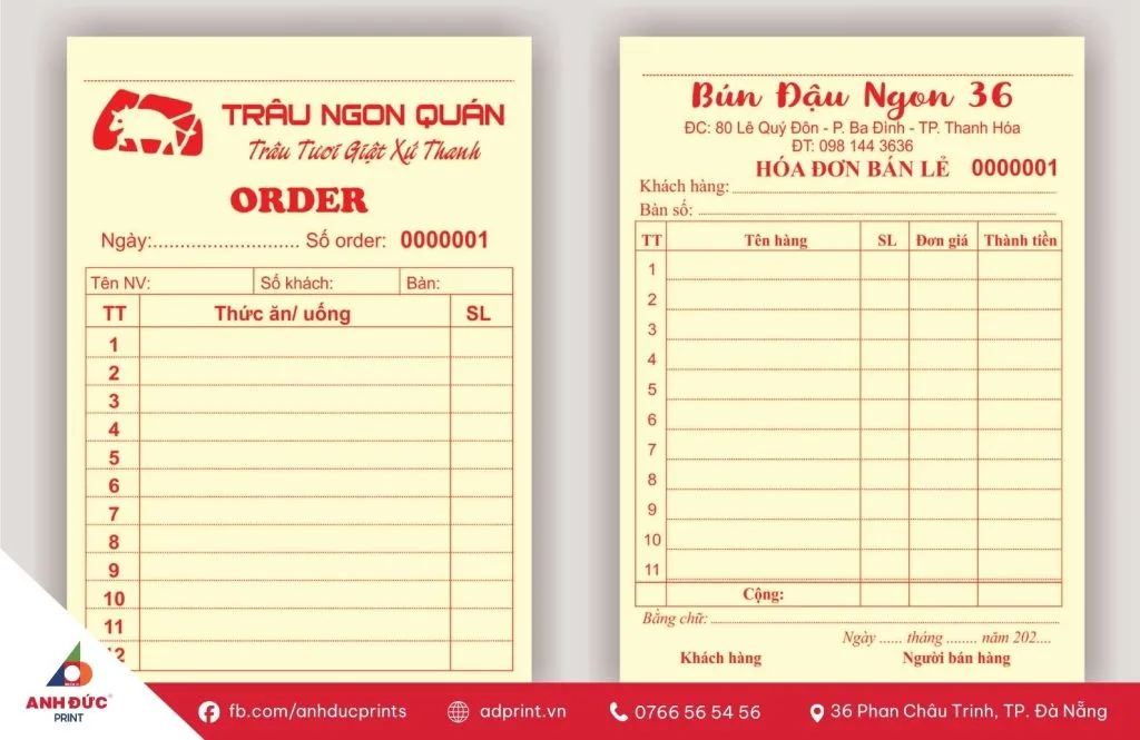 in phiếu order