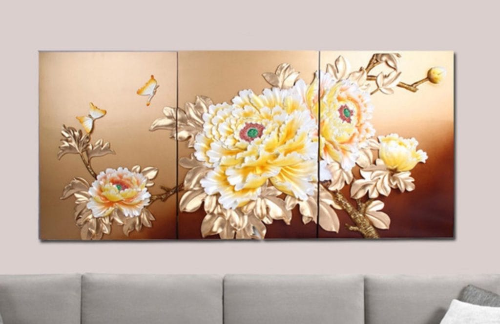 in tranh hoa mẫu đơn cho phòng làm việc