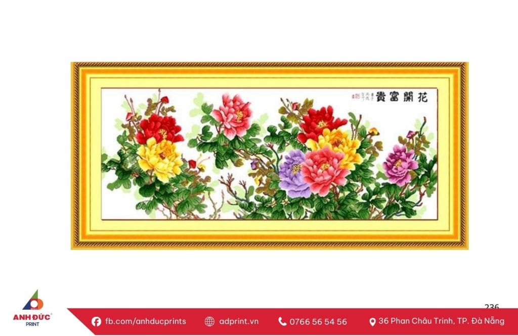 in tranh mẫu đơn