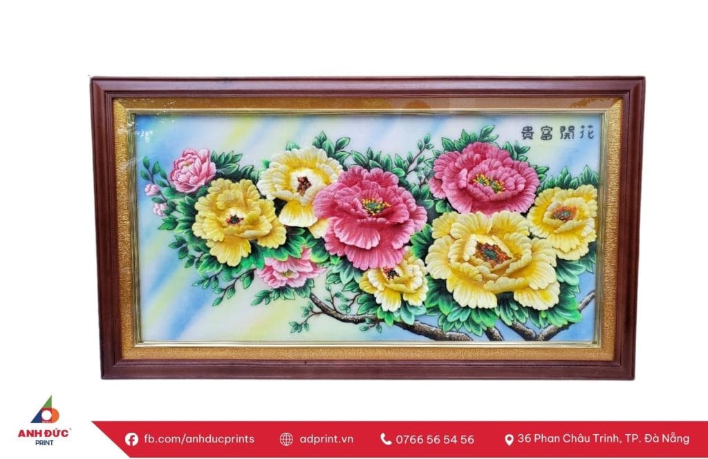 in tranh mẫu đơn